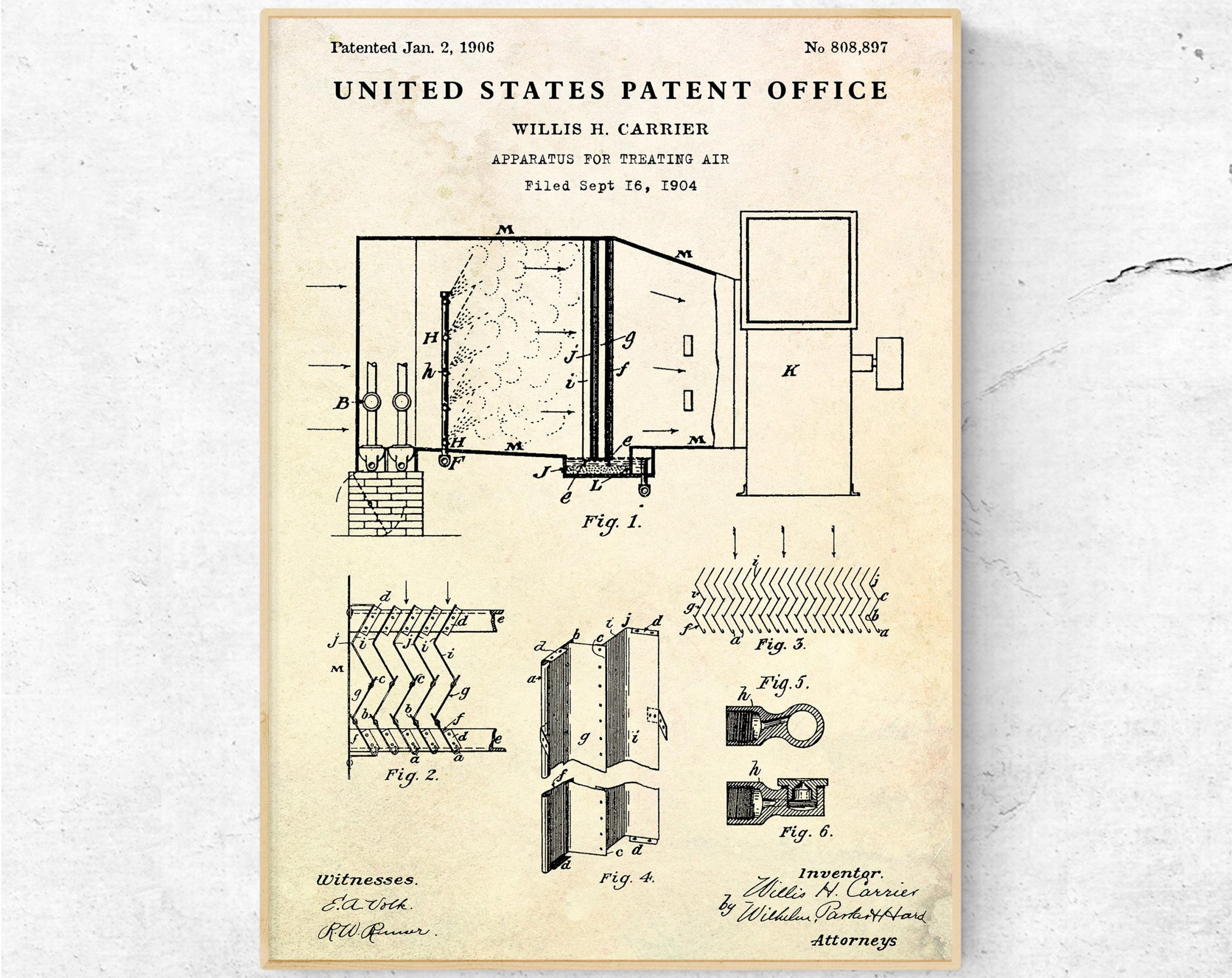 Patent drawing of Carrier's air-treatment apparatus